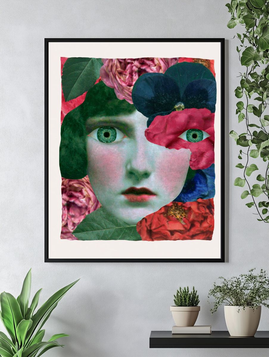 Floral Face Collage Print. — room view 4