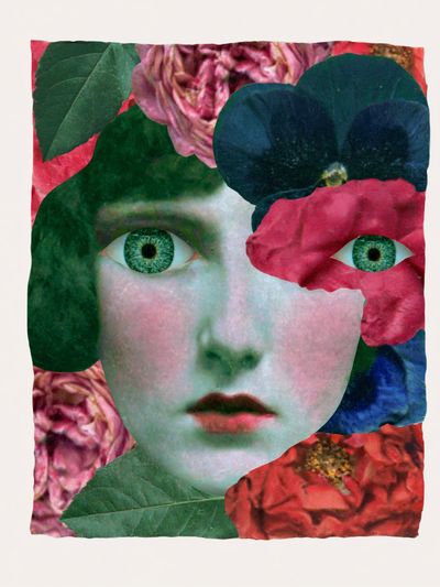 Floral Face Collage Print. poster