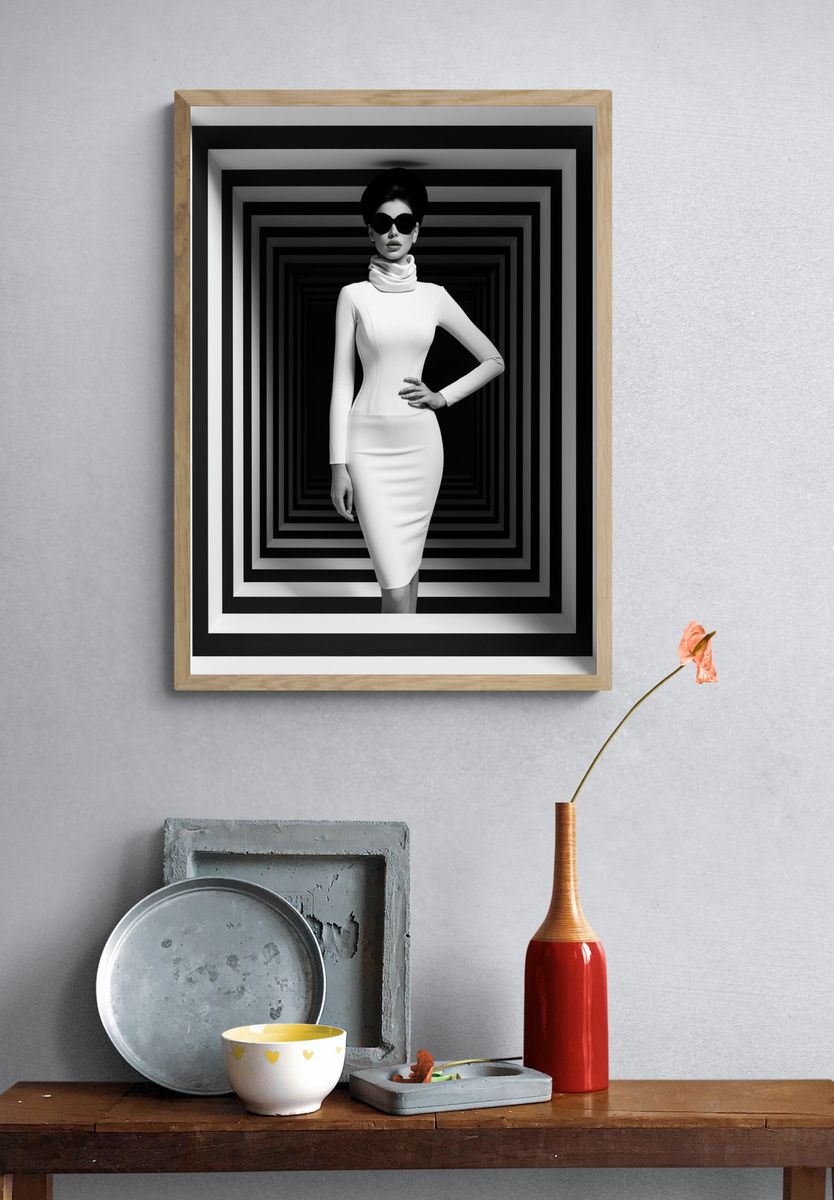 Monochrome Fashion Portrait Poster. — room view 3
