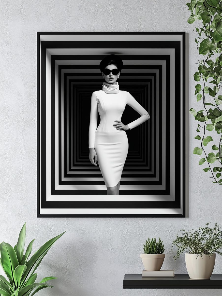 Monochrome Fashion Portrait Poster. — room view 4
