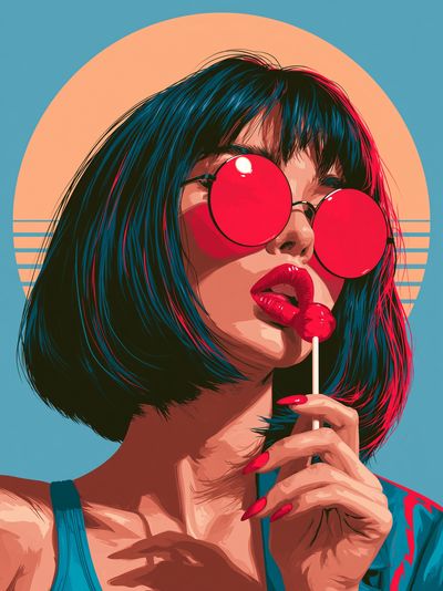 Pop Art Woman with Lollipop Poster. poster
