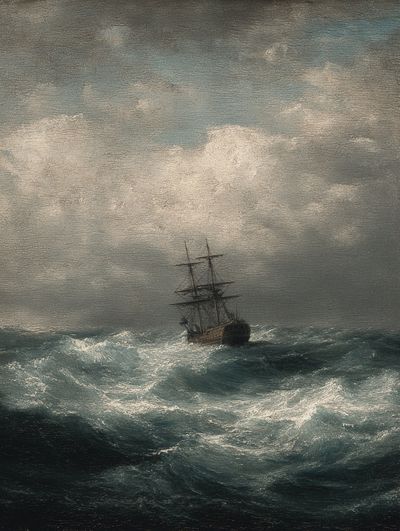 Stormy Sea with Ship — Fine Art Print. poster