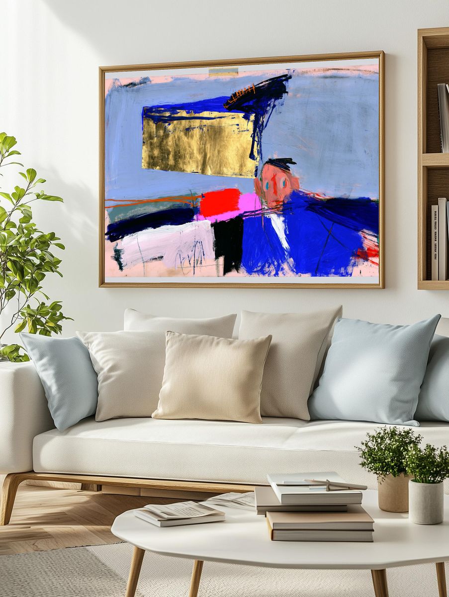 Abstract Brushstroke Portrait Poster. — room view 2