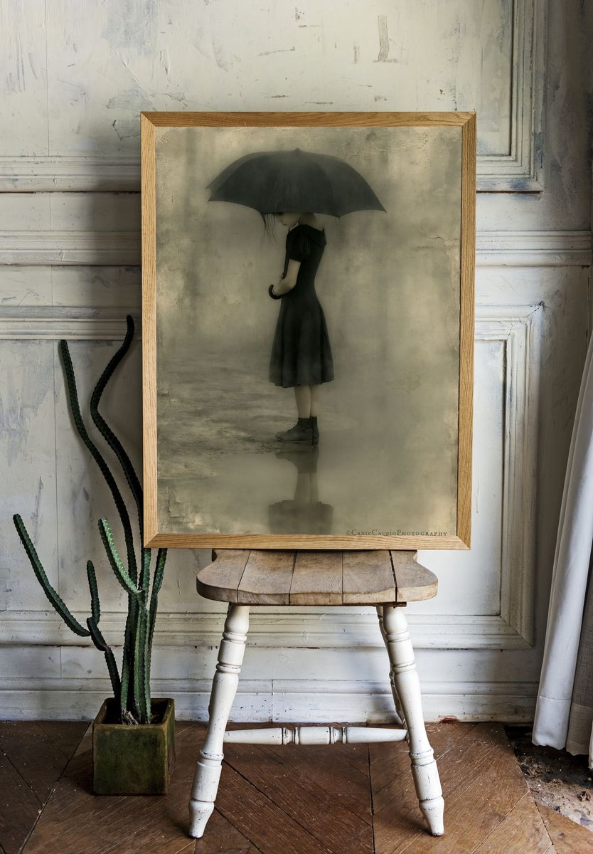 Girl with Umbrella — Fine-Art Print. room preview
