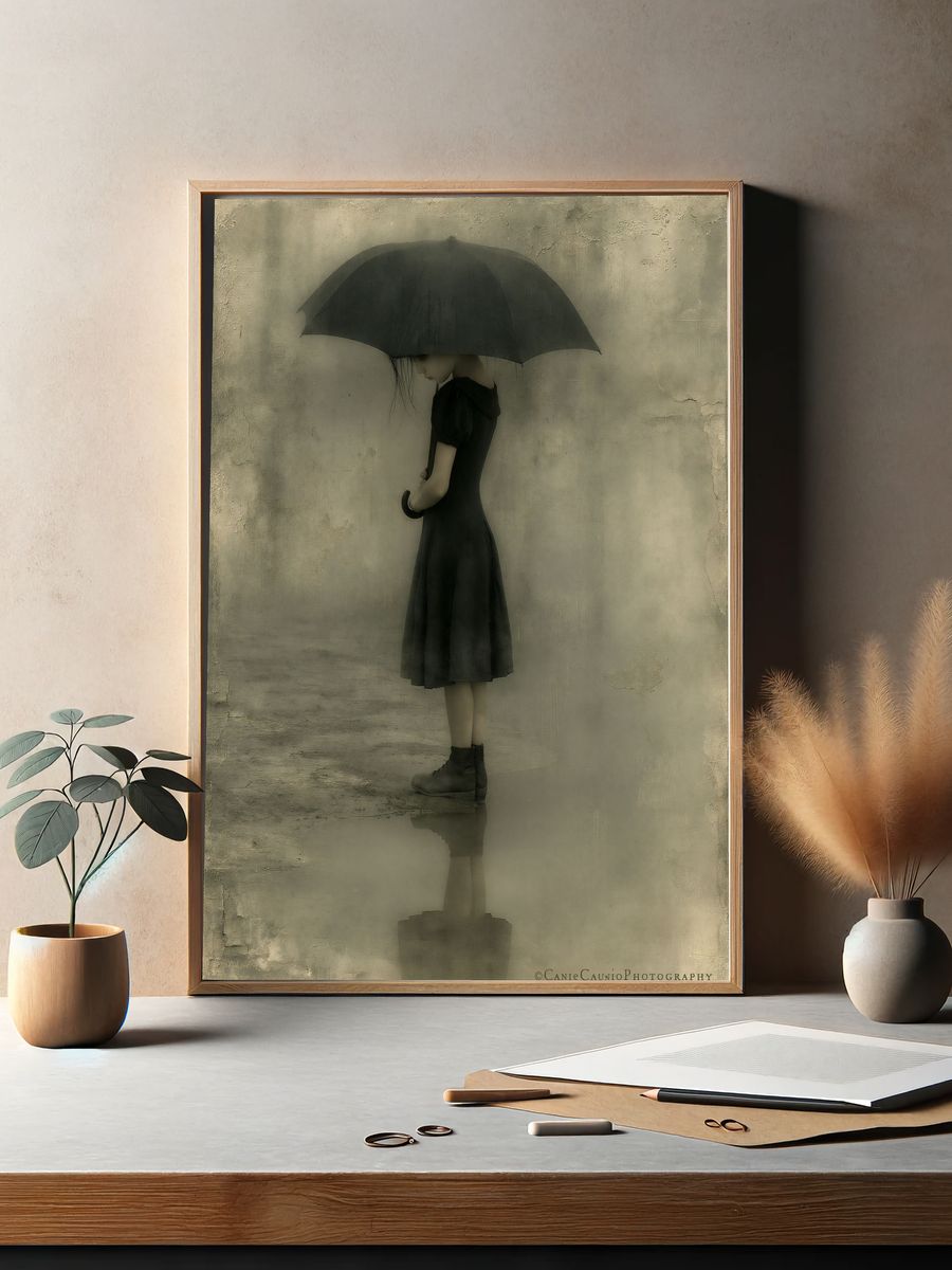 Girl with Umbrella — Fine-Art Print. — room view 2