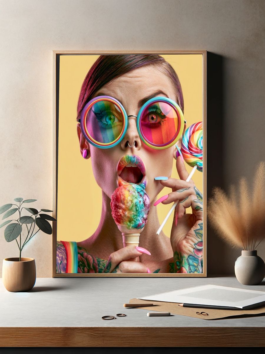 Rainbow Pop Portrait Print. — room view 2