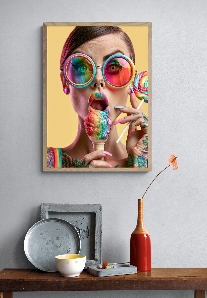 Rainbow Pop Portrait Print. — room view 3