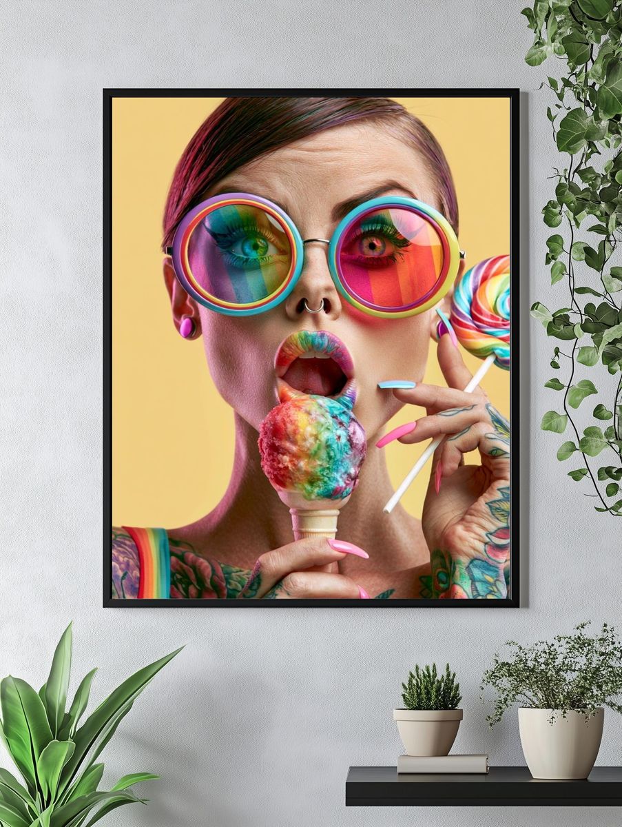 Rainbow Pop Portrait Print. — room view 4