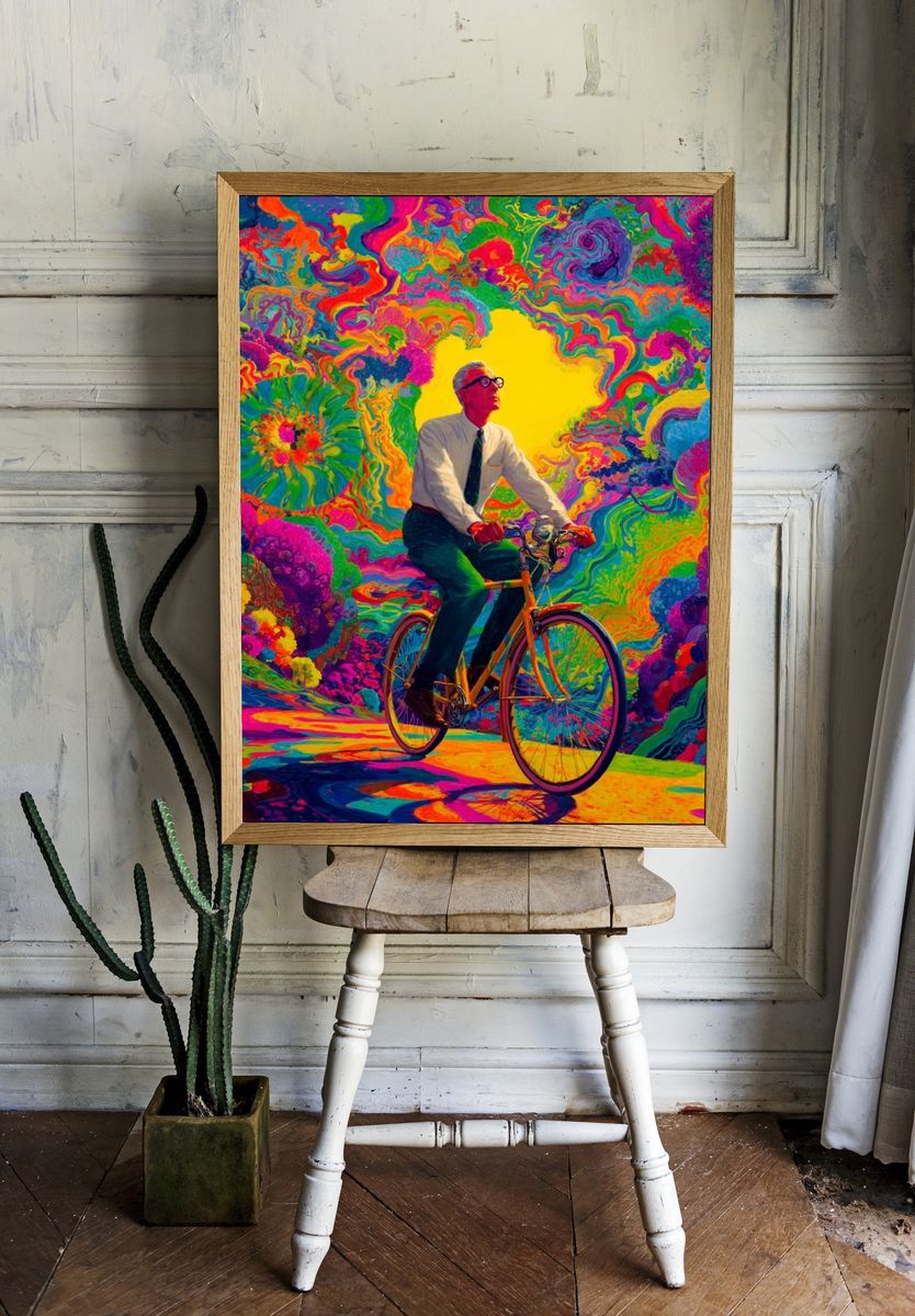 Psychedelic Cyclist Pop-Art Poster. — room view 1