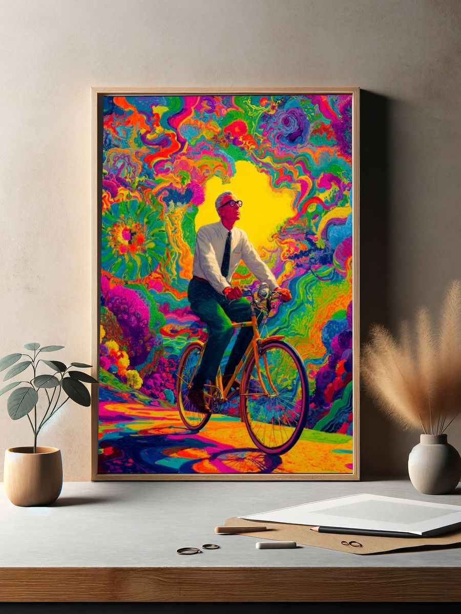 Psychedelic Cyclist Pop-Art Poster. — room view 2