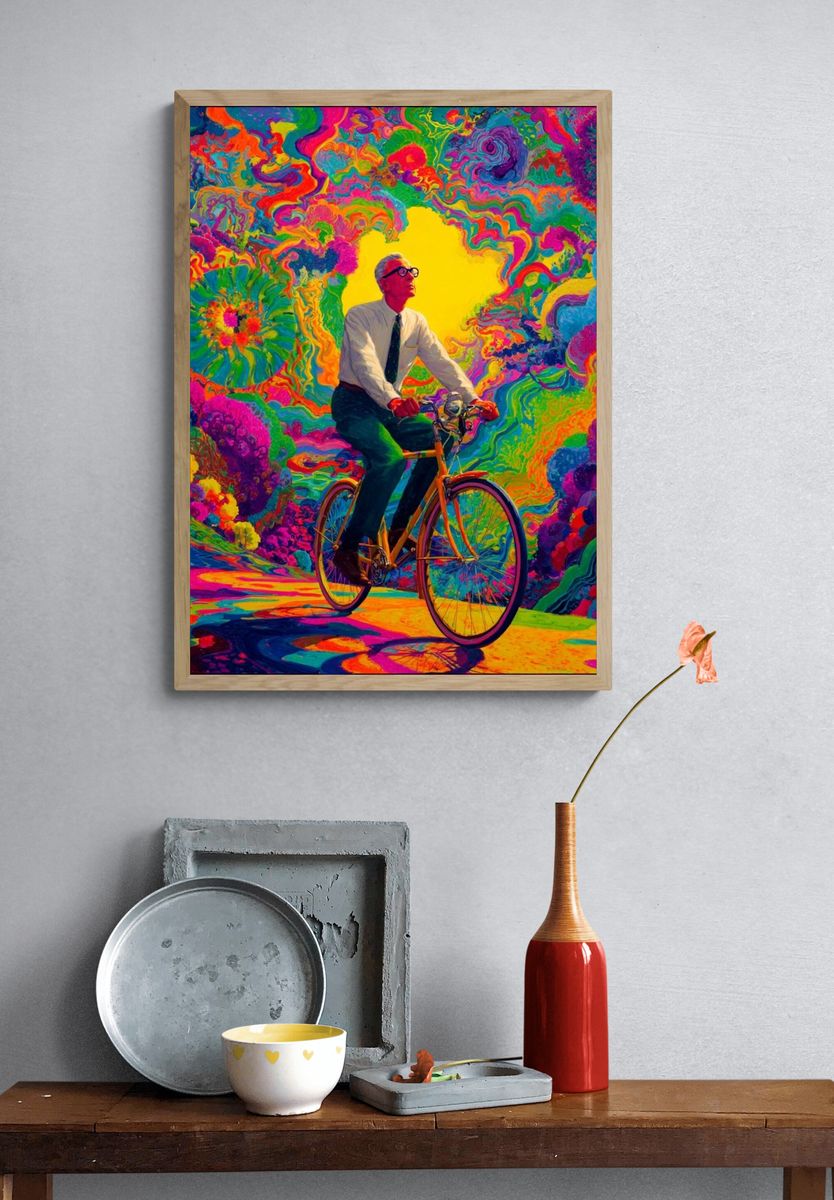 Psychedelic Cyclist Pop-Art Poster. — room view 3