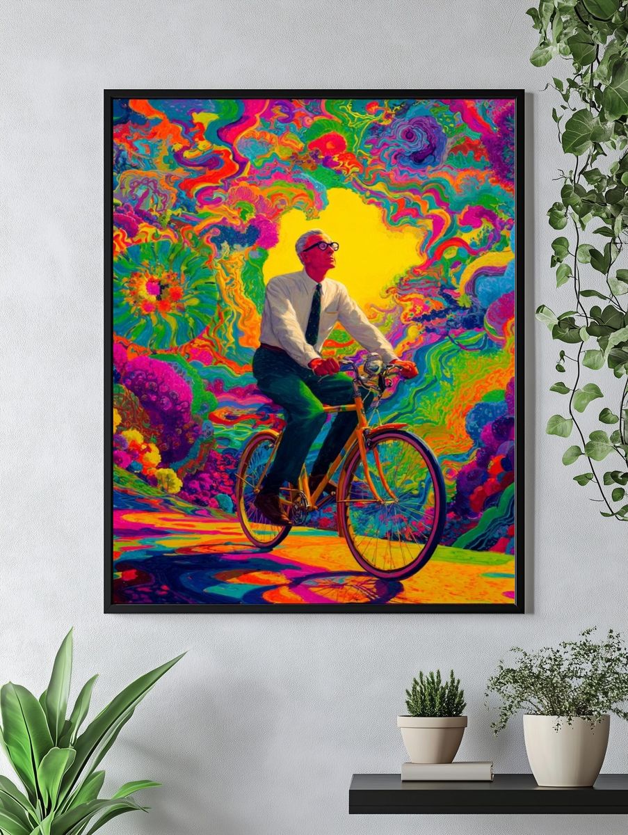 Psychedelic Cyclist Pop-Art Poster. — room view 4