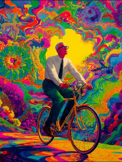 Psychedelic Cyclist Pop-Art Poster. poster print