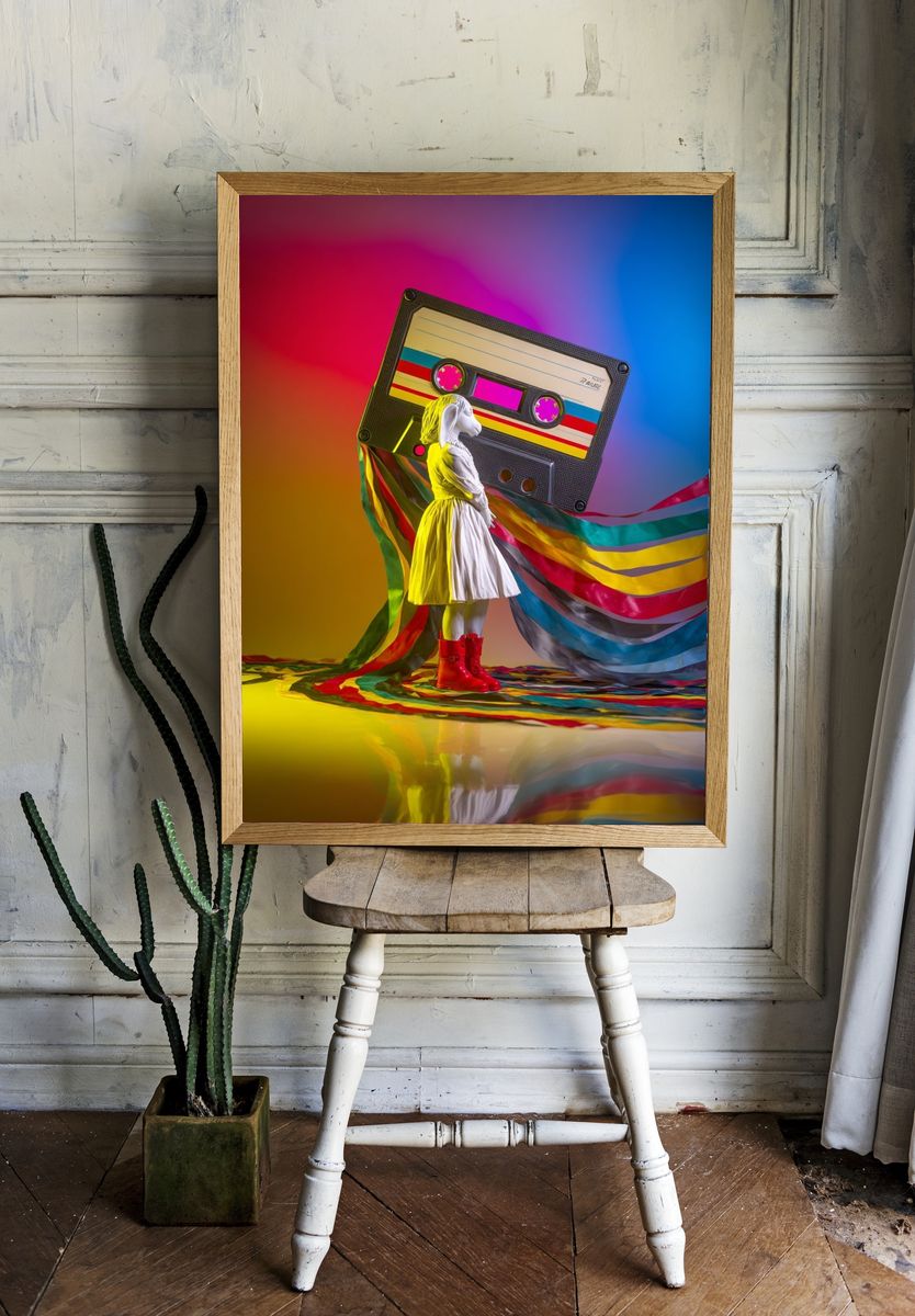 Cassette Girl Pop-Art Print. — room view 1