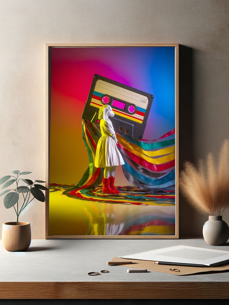 Cassette Girl Pop-Art Print. — room view 2