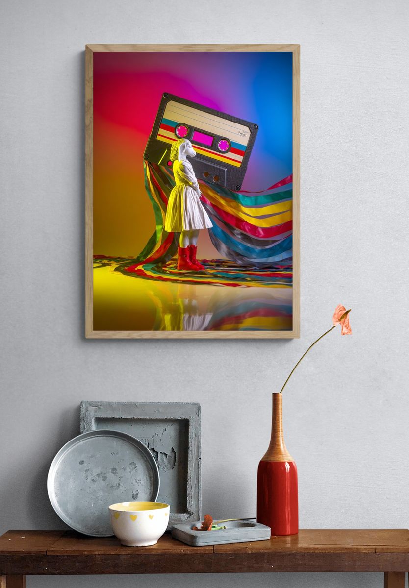 Cassette Girl Pop-Art Print. — room view 3