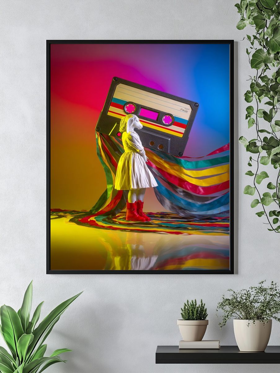Cassette Girl Pop-Art Print. — room view 4