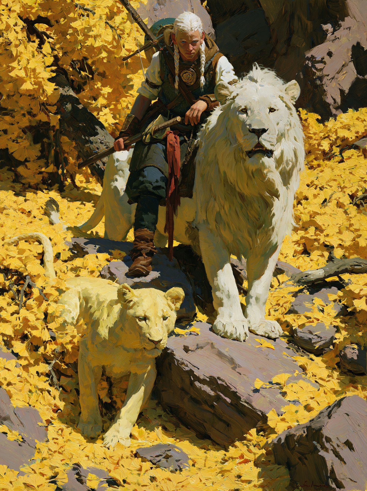 Lion Rider Fantasy Painting Poster. poster detail