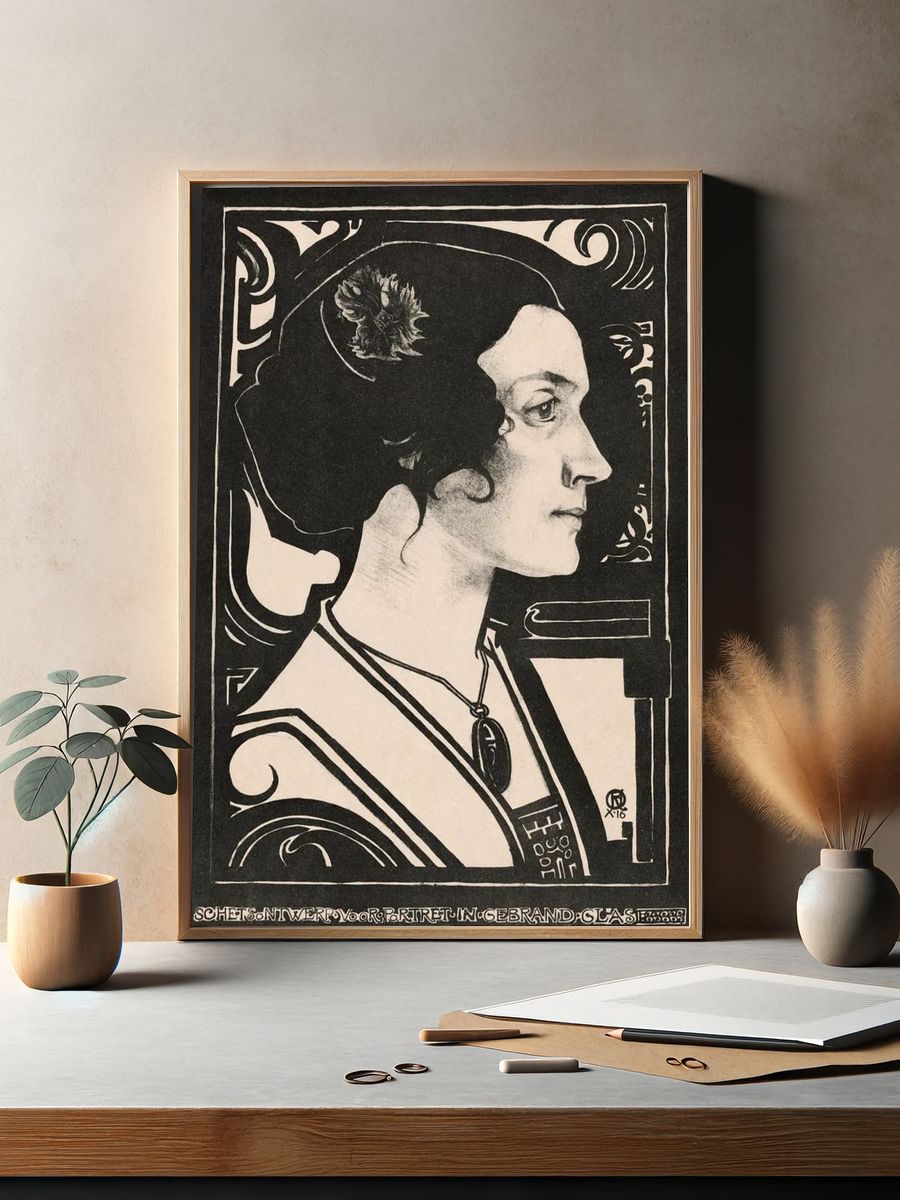 Portrait unknown woman Sketch design. — room view 2