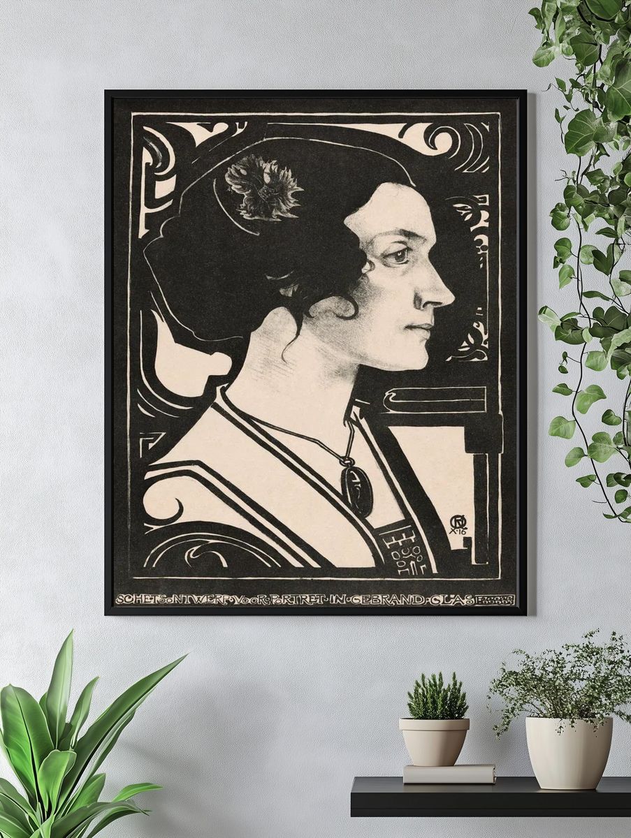 Portrait unknown woman Sketch design. — room view 4