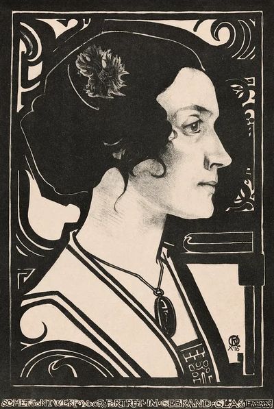 Portrait unknown woman Sketch design. poster print
