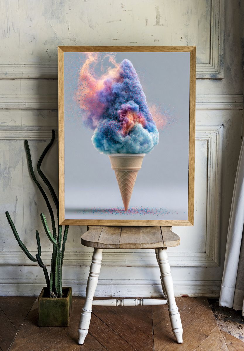 Exploding Ice Cream Abstract Print. — room view 1