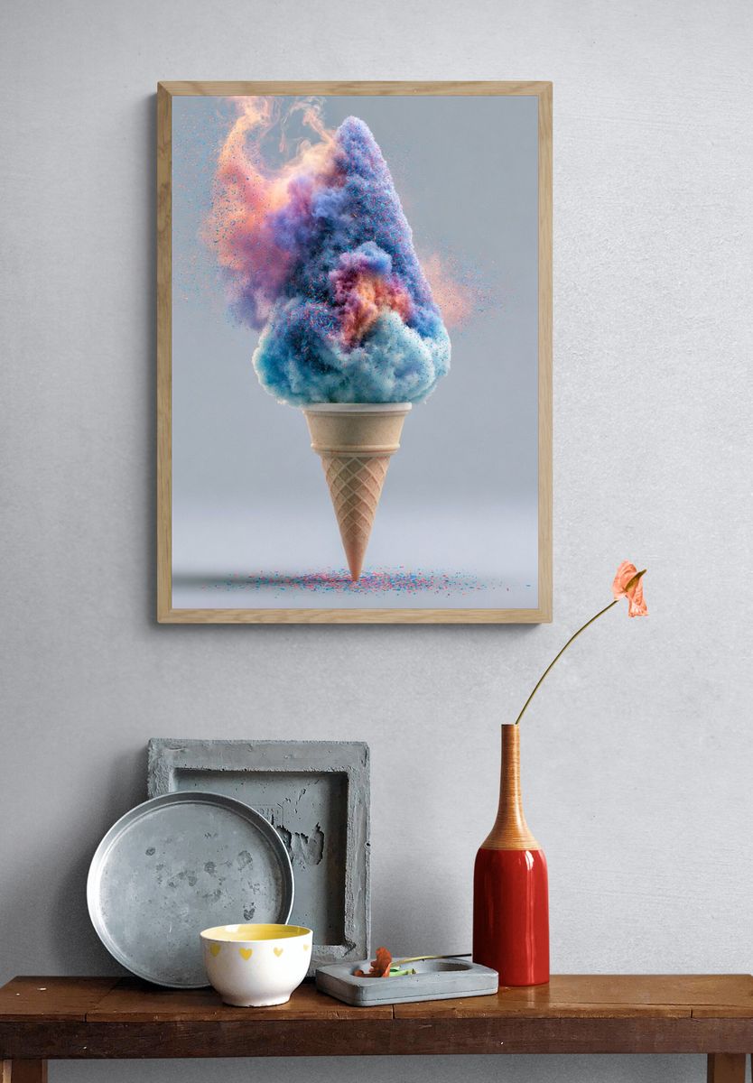 Exploding Ice Cream Abstract Print. — room view 3