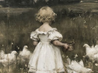 Girl with Chickens Fine-Art Poster.