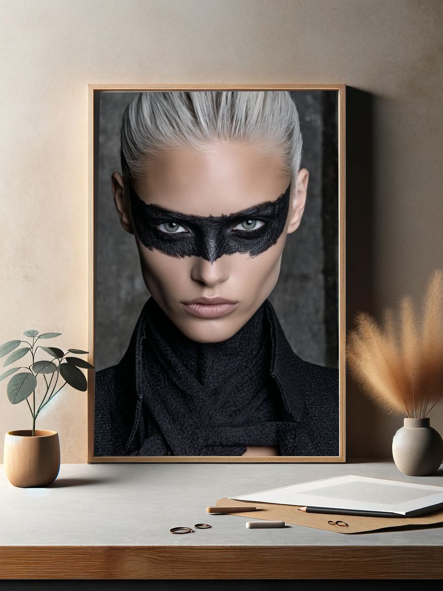 Masked Fashion Portrait Poster. — room view 2