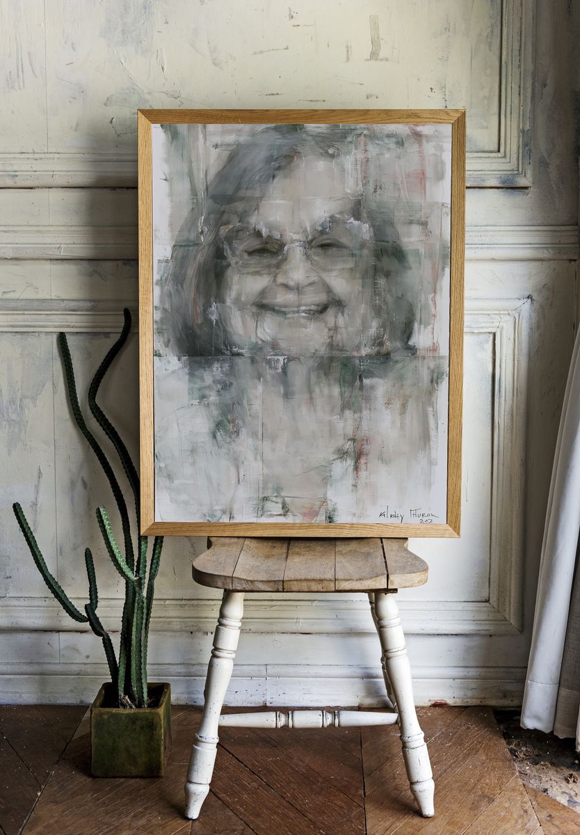 Smiling Woman Portrait Fine-Art Print. room preview