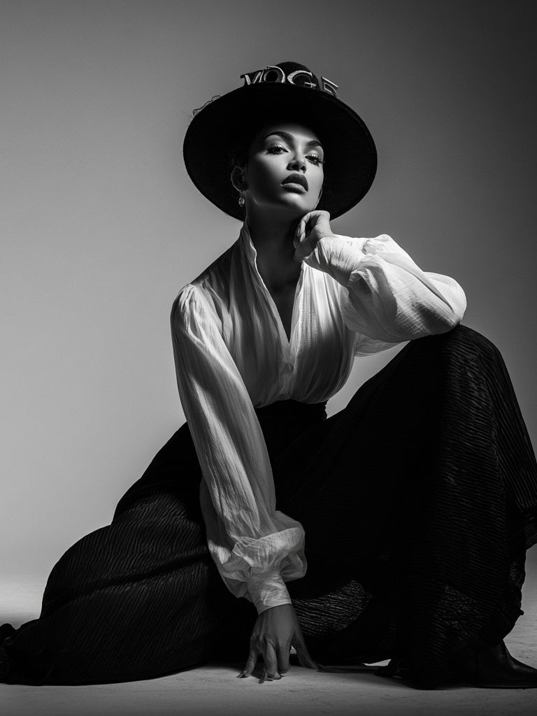 Fashion Portrait Black-White Poster. poster detail
