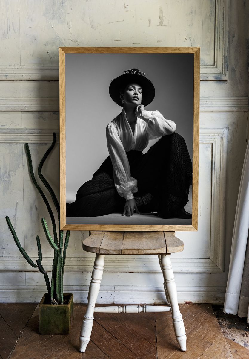 Fashion Portrait Black-White Poster. — room view 1