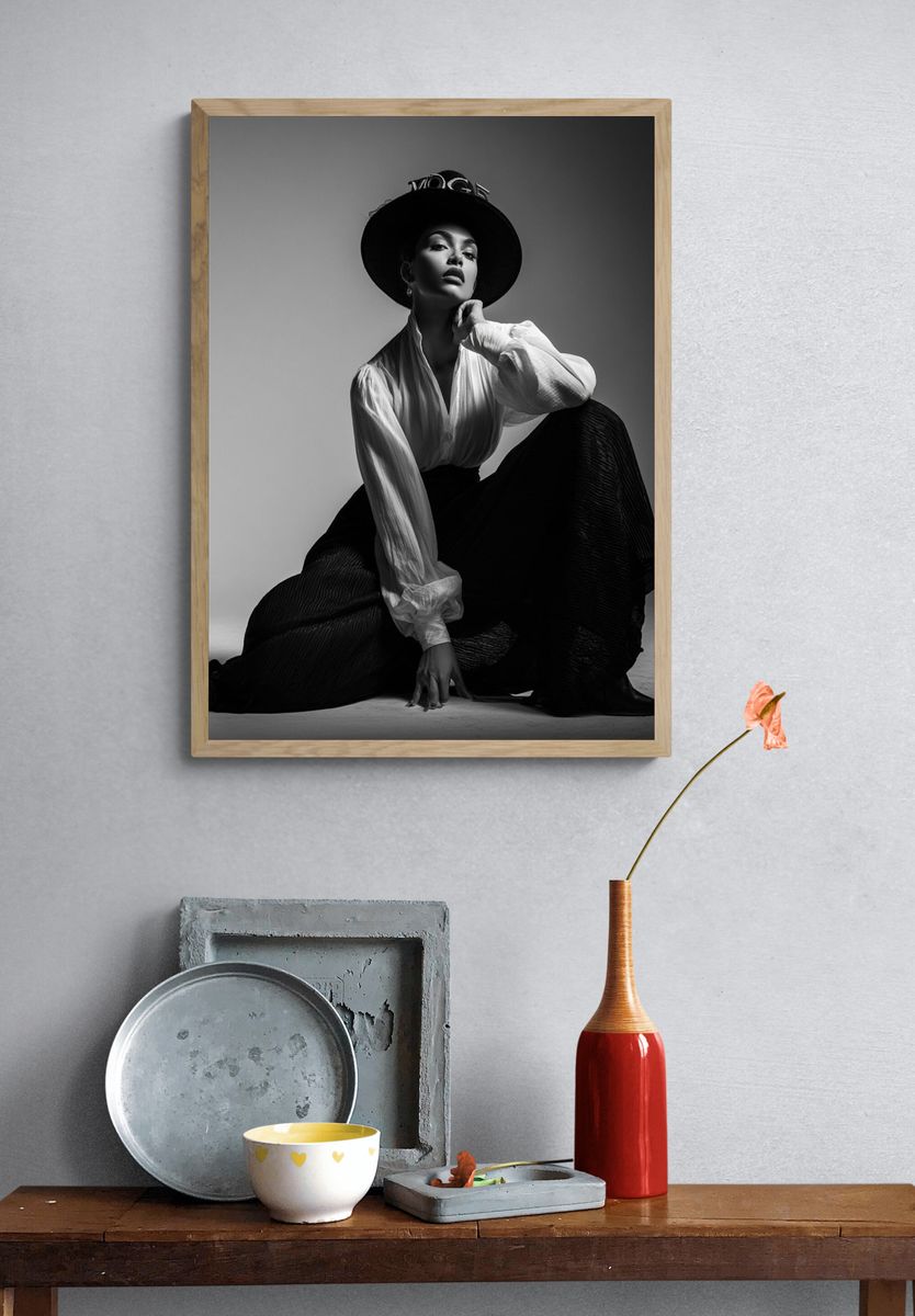 Fashion Portrait Black-White Poster. — room view 3