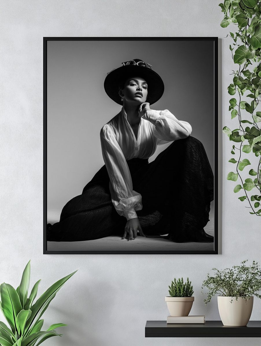 Fashion Portrait Black-White Poster. — room view 4