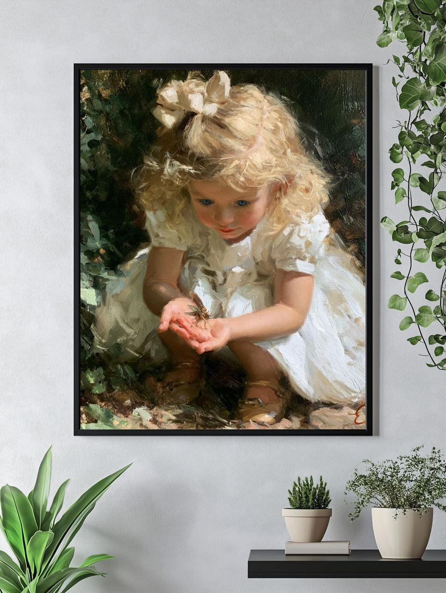 Little Girl with Butterfly Fine-Art Print. — room view 4