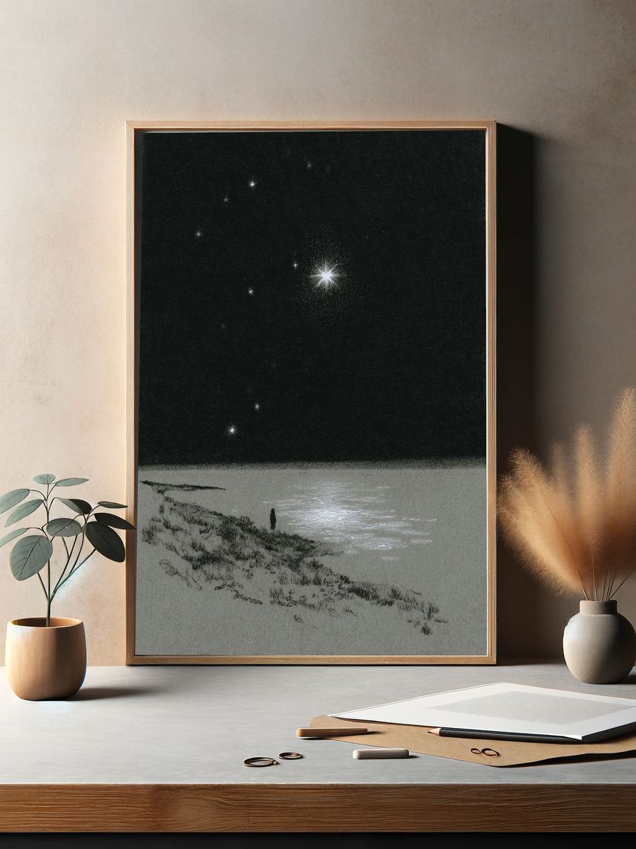 Starry Night by the Shore — Fine Art Print. — room view 2