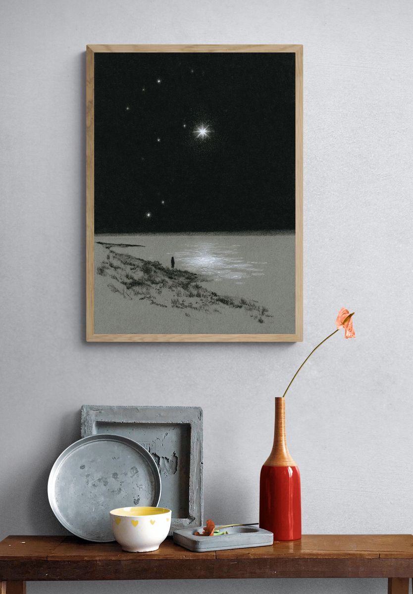 Starry Night by the Shore — Fine Art Print. — room view 3