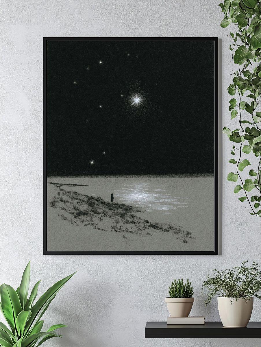 Starry Night by the Shore — Fine Art Print. — room view 4