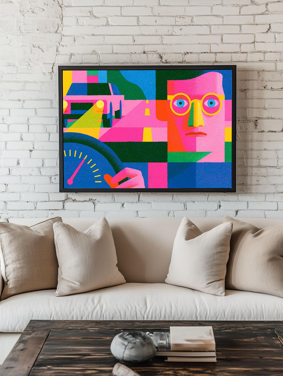 Geometric Face Collage Poster. room preview
