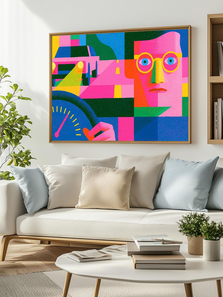 Geometric Face Collage Poster. — room view 2