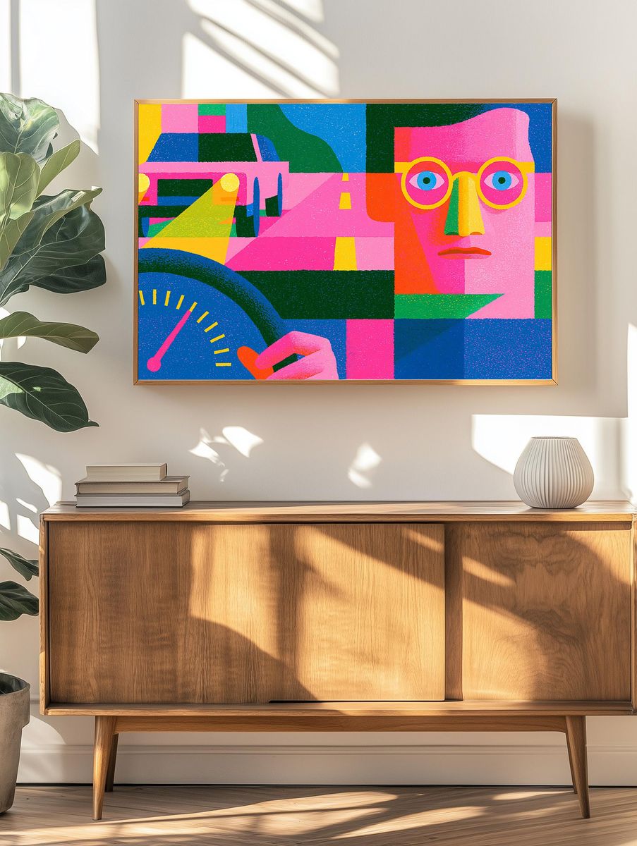 Geometric Face Collage Poster. — room view 3