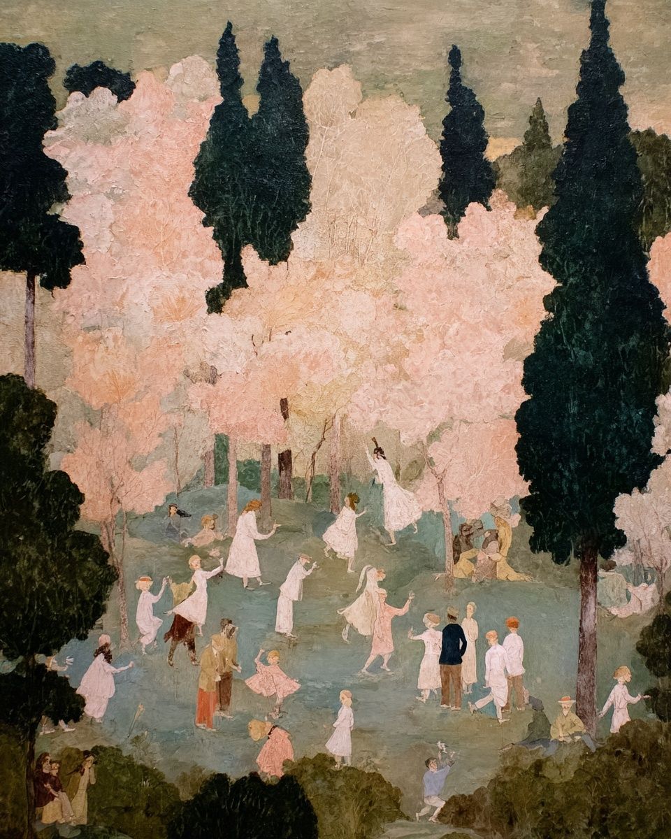 Pastel Garden Gathering Fine-Art Poster. poster detail