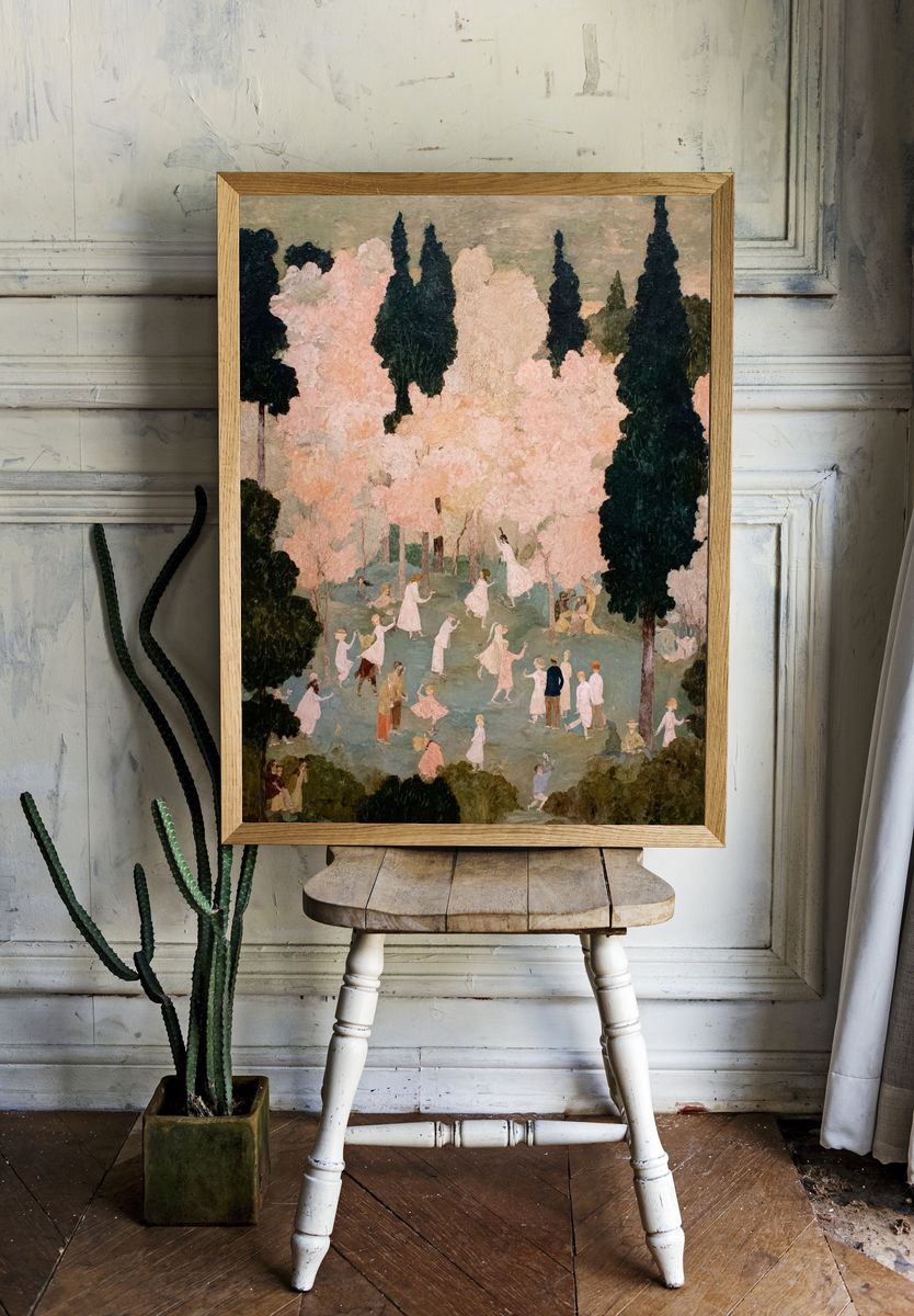Pastel Garden Gathering Fine-Art Poster. room preview