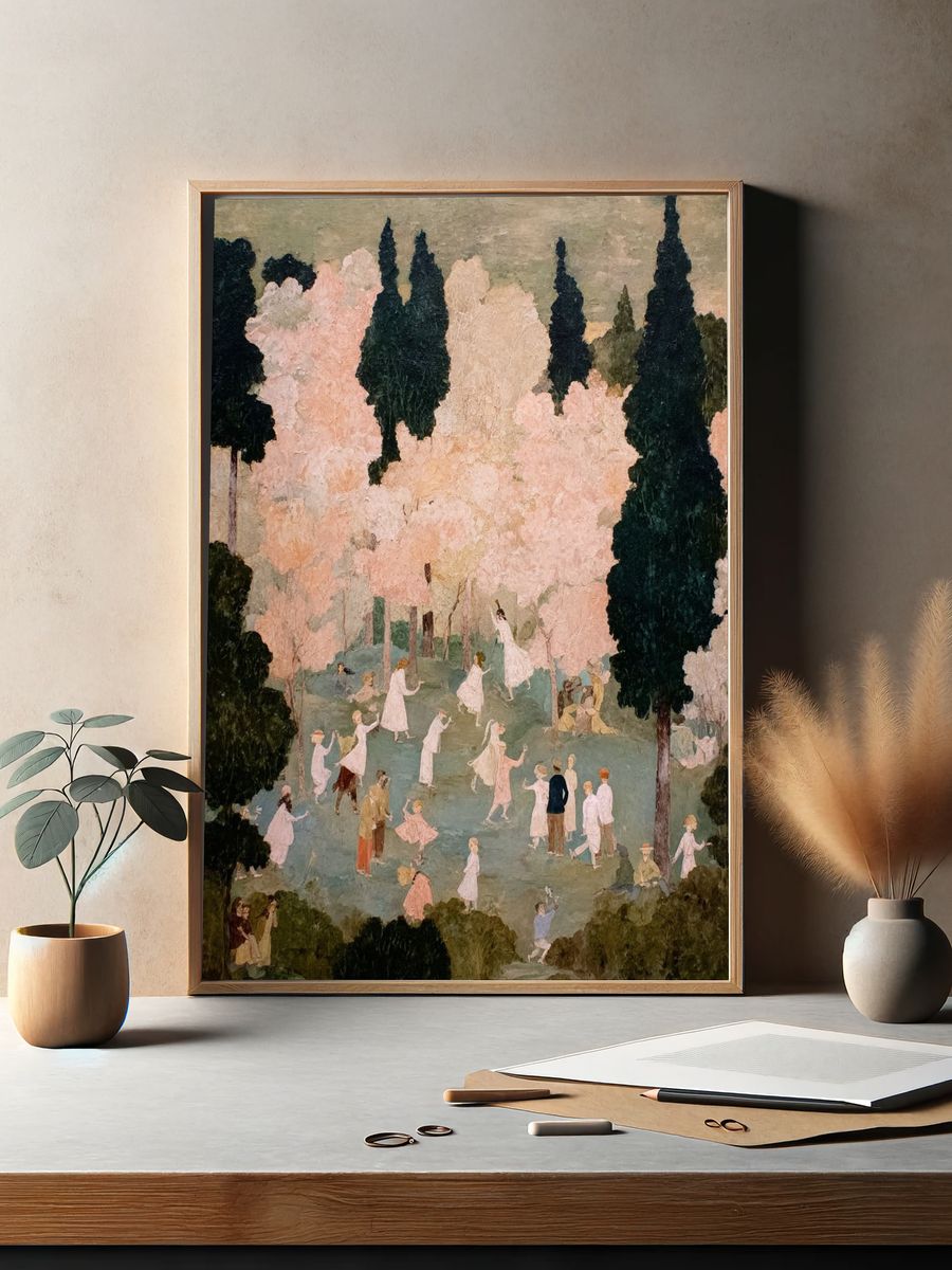 Pastel Garden Gathering Fine-Art Poster. — room view 2