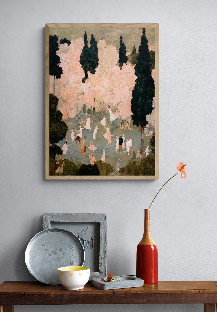 Pastel Garden Gathering Fine-Art Poster. — room view 3