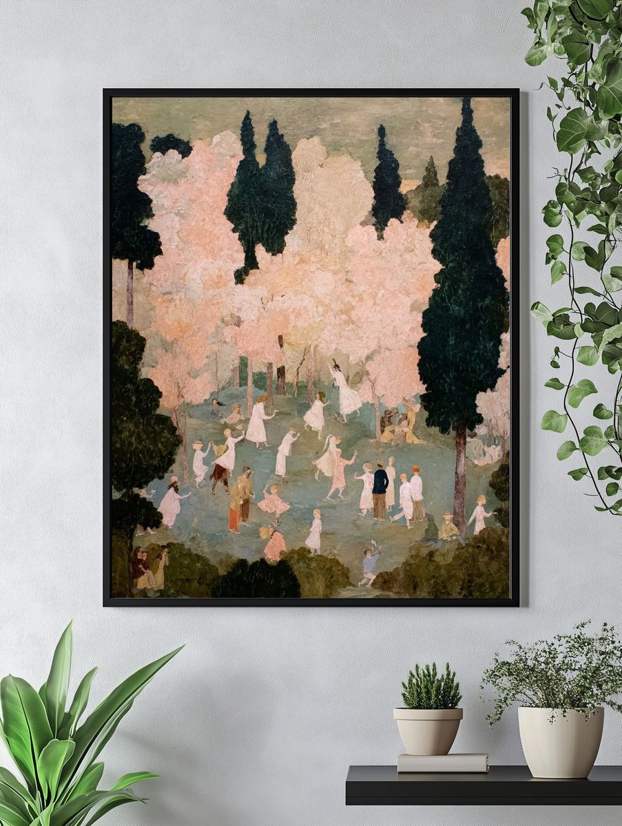 Pastel Garden Gathering Fine-Art Poster. — room view 4
