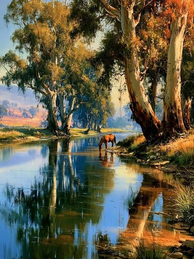 River Eucalyptus Landscape Print.
