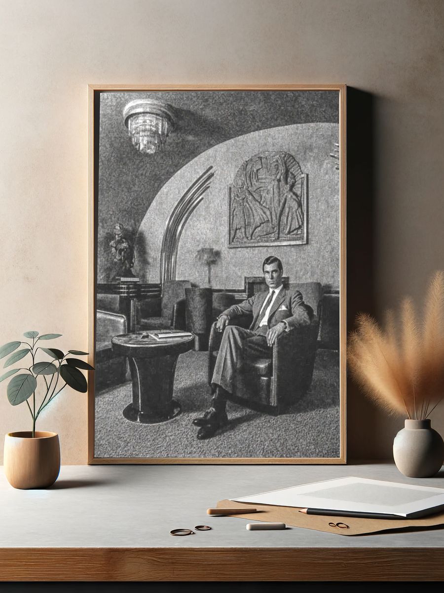 Vintage Man in Lounge — Fine Art Print. — room view 2