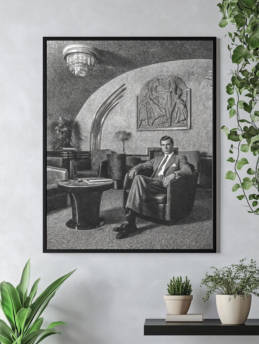 Vintage Man in Lounge — Fine Art Print. — room view 4
