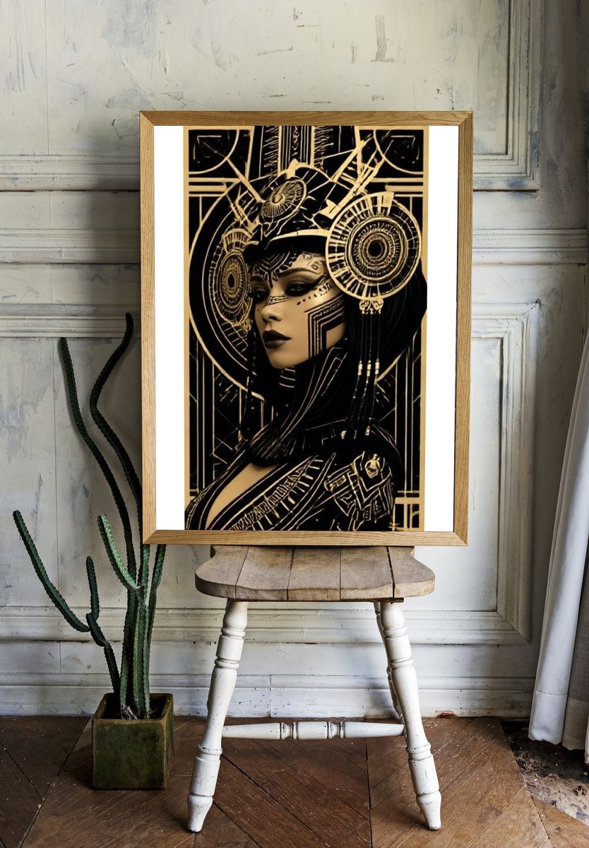 Art Deco Woman Portrait Print. — room view 1